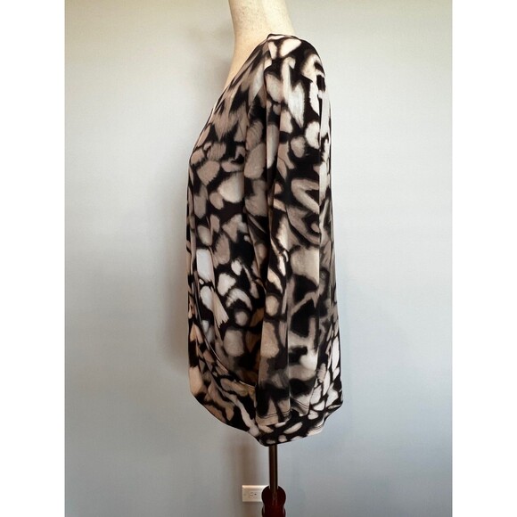 Calvin Klein Women's Abstract Animal Print Wrap Top with 3/4 Sleeves - Picture 5 of 14